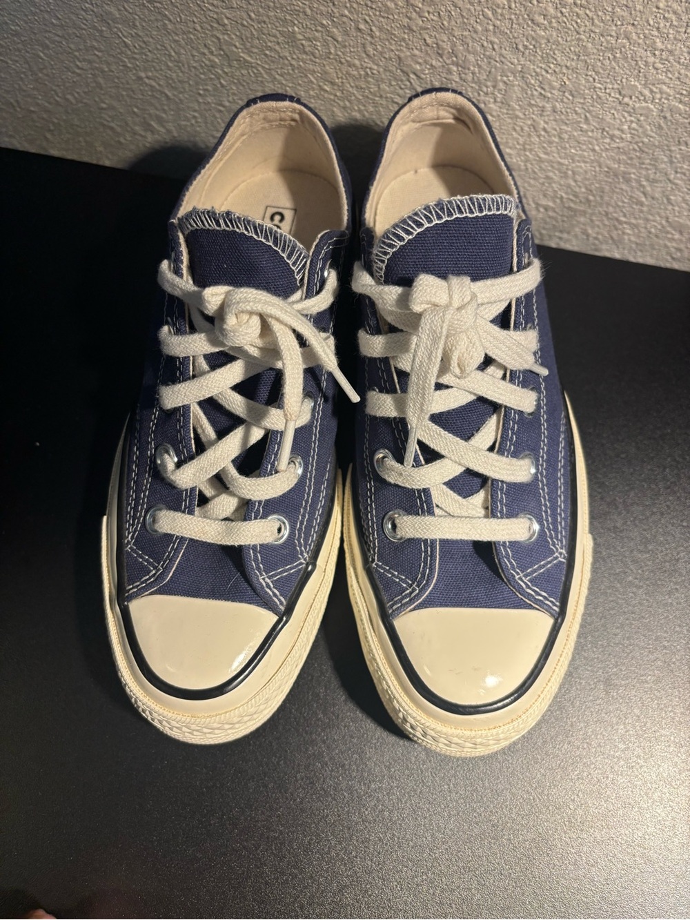 Converse Navy Blue and White Low Top Sneakers in men’s size 3.5